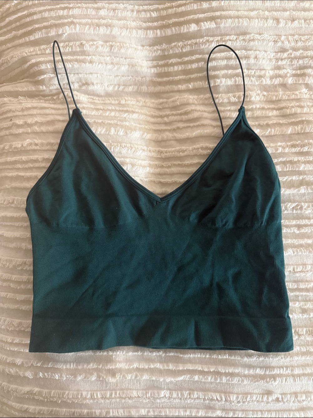 Free People intimately V-Neck Seamless Camisole Top - Dark Teal/green color